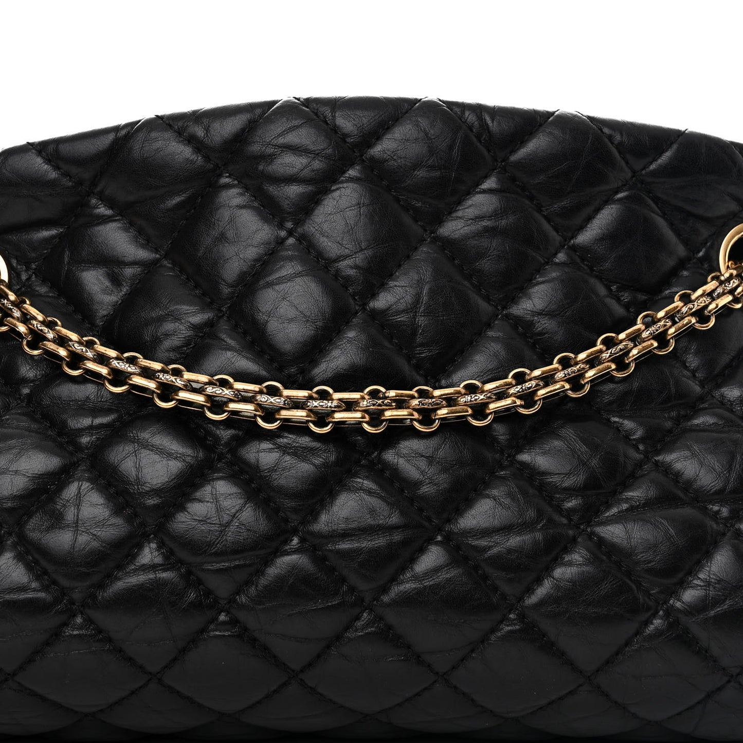 Aged Calfskin Quilted Medium Just Mademoiselle Black