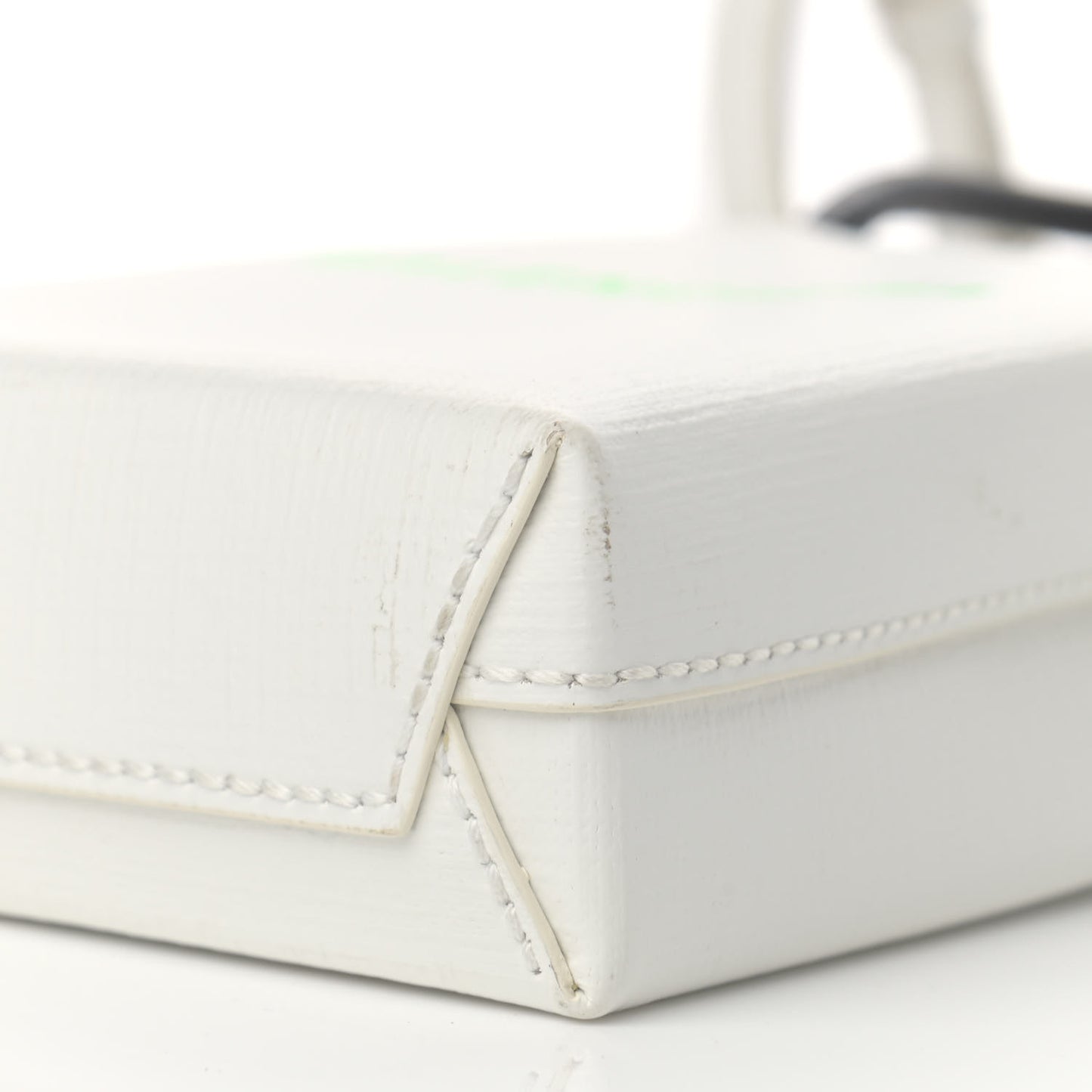 Squared Calfskin Logo Shopping Phone Holder Bag White Light Green