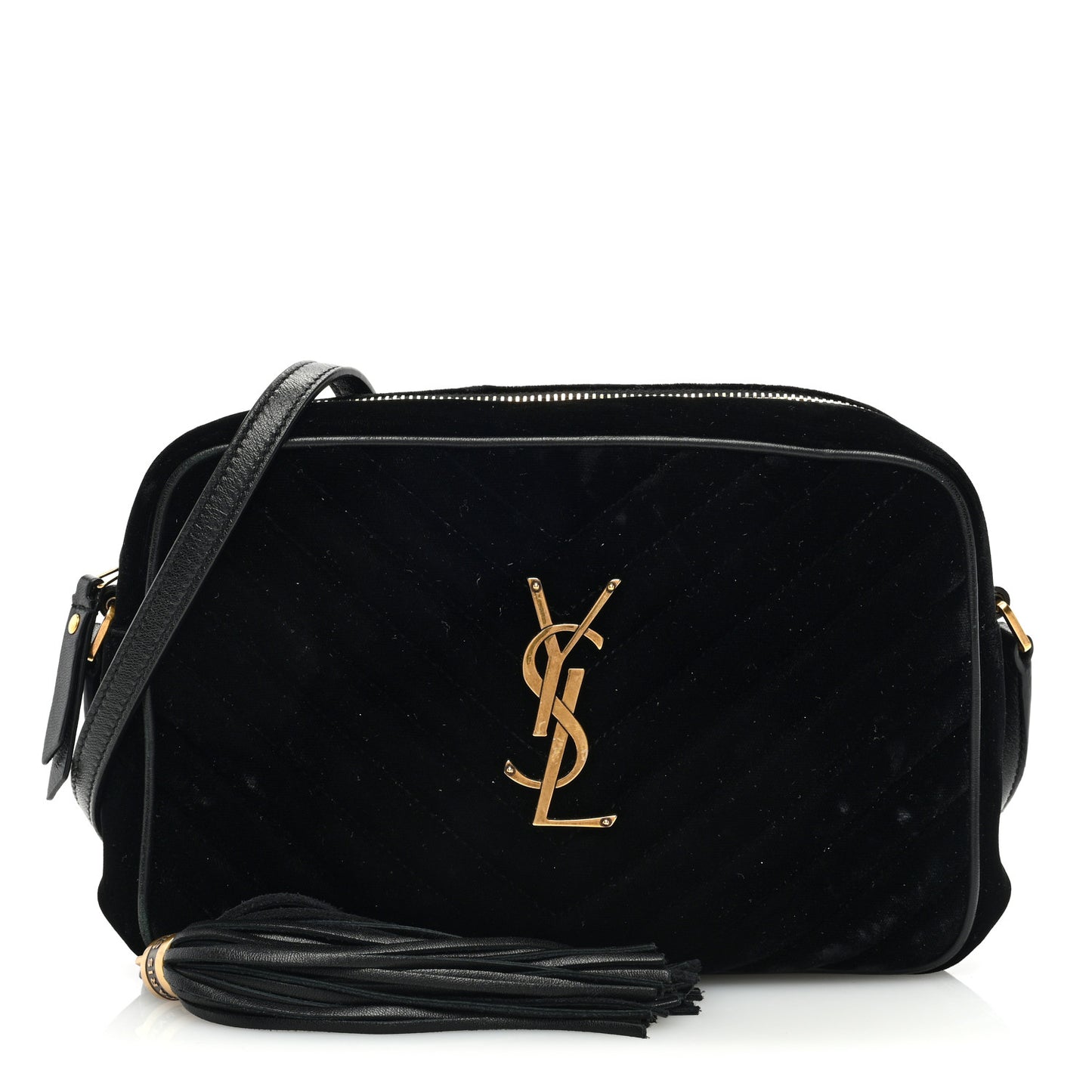 Velvet Matelasse Monogram Lou Camera Bag Black