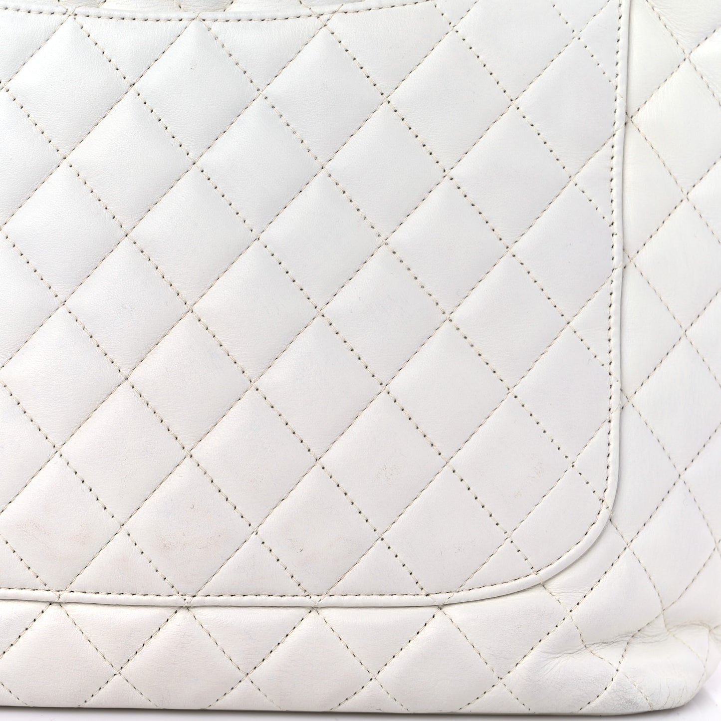Calfskin Python Quilted Large Cambon Tote White