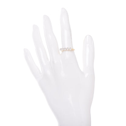 Mikimoto 18K Yellow Gold Akoya Peal 5 Pearl Row Ring 54 7 4 of 10