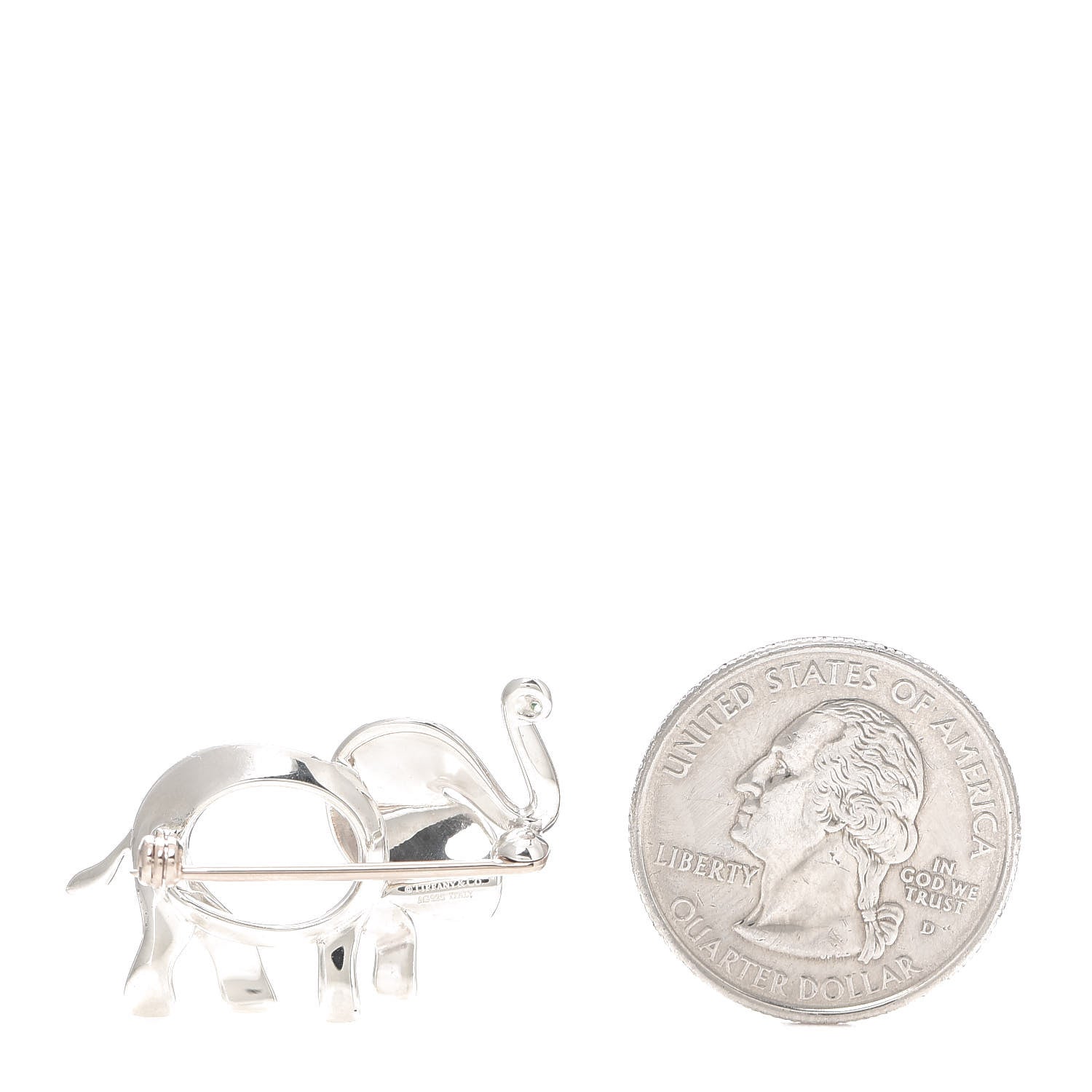 Tiffany Sterling Silver Tsavorite Save the Wild Elephant Brooch 2 of 4