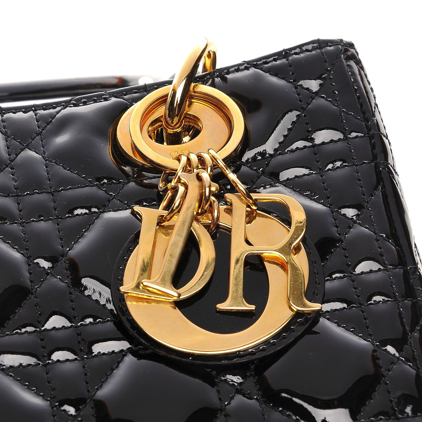 Patent Cannage Medium Lady Dior Black