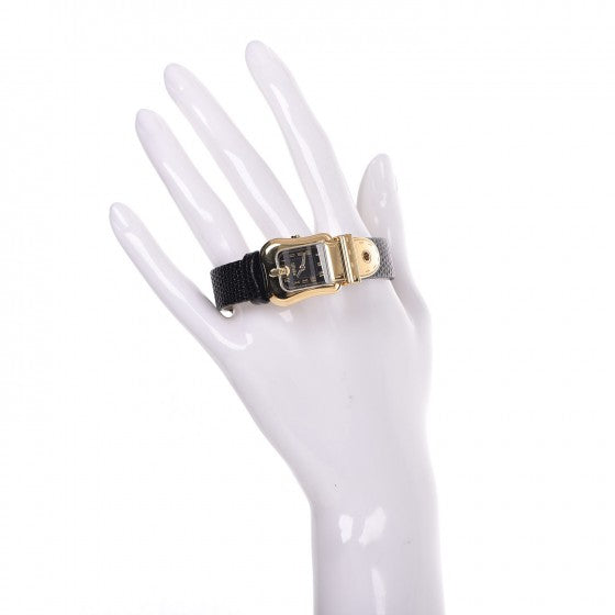 Stainless Steel Lizard 22mm Buckle Quartz Watch Black