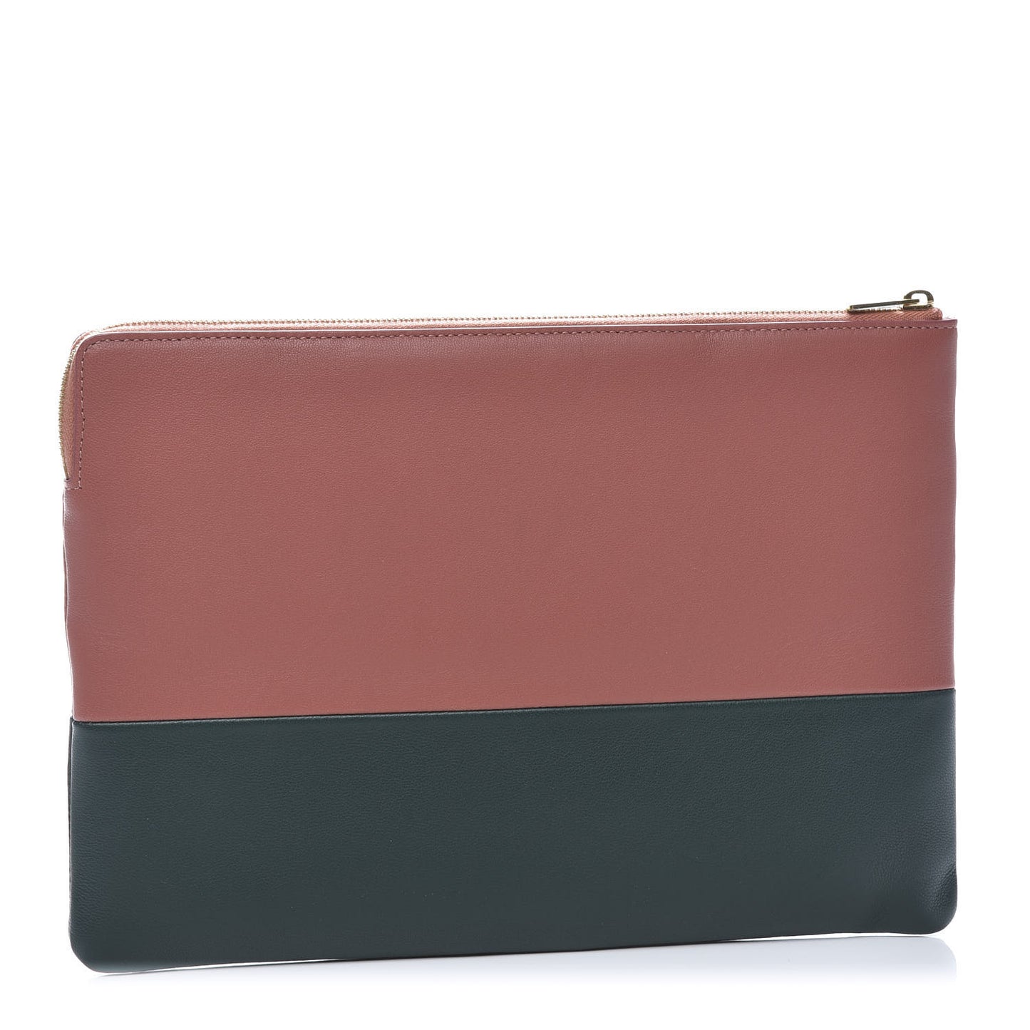 Smooth Lambskin Bi-Color Solo Clutch Pouch Peach Amazone