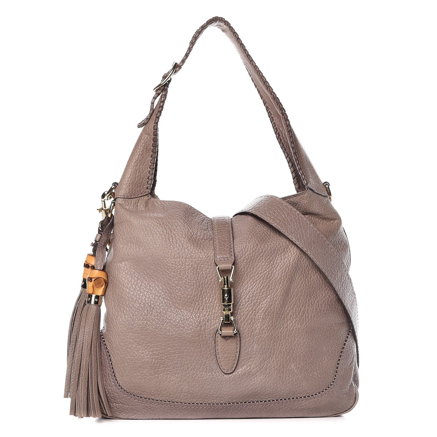 Pebbled Calfskin Medium New Jackie Shoulder Bag Grey