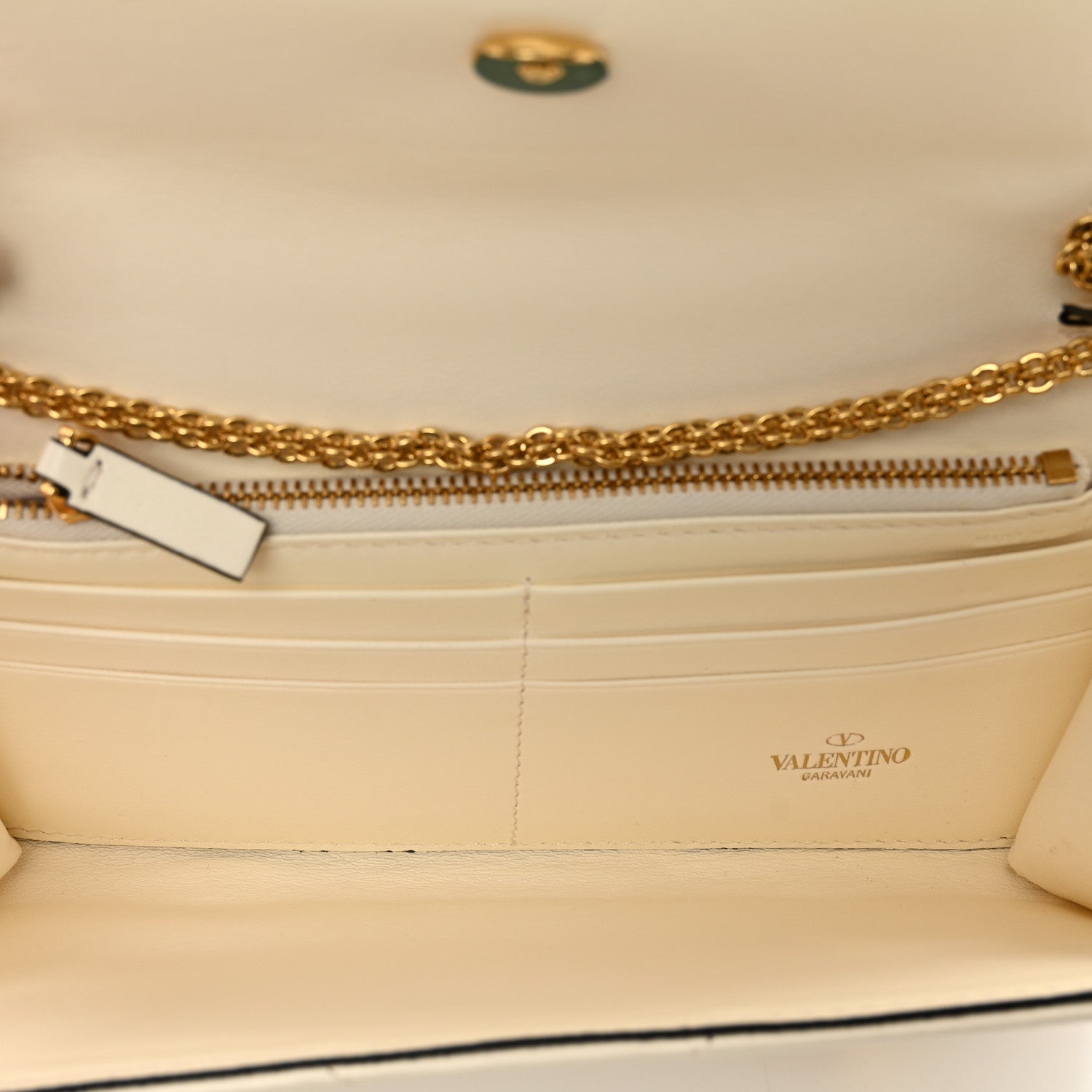 Valentino Garavani Nappa Roman Stud Wallet on Chain Ivory 6 of 9