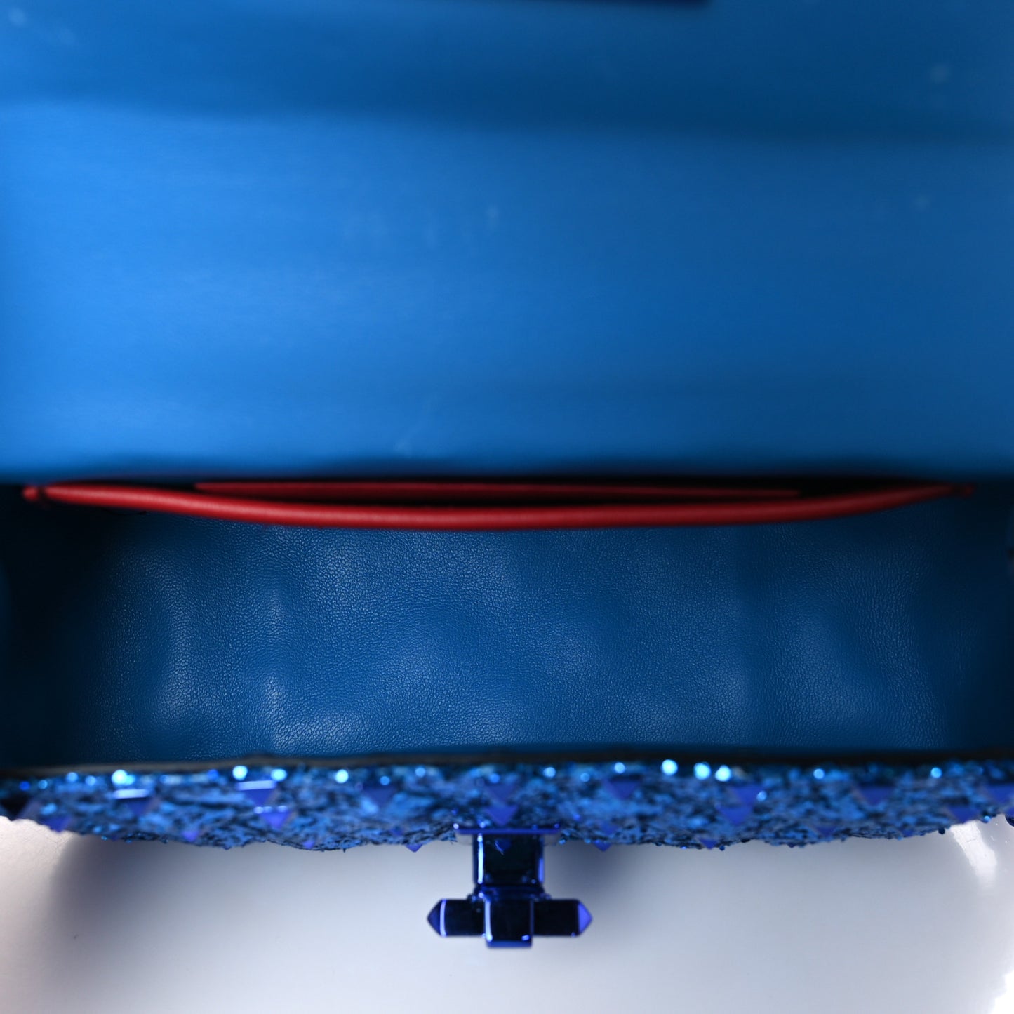 Glitter Mini Rockstud Spike Shoulder Bag Electric Blue
