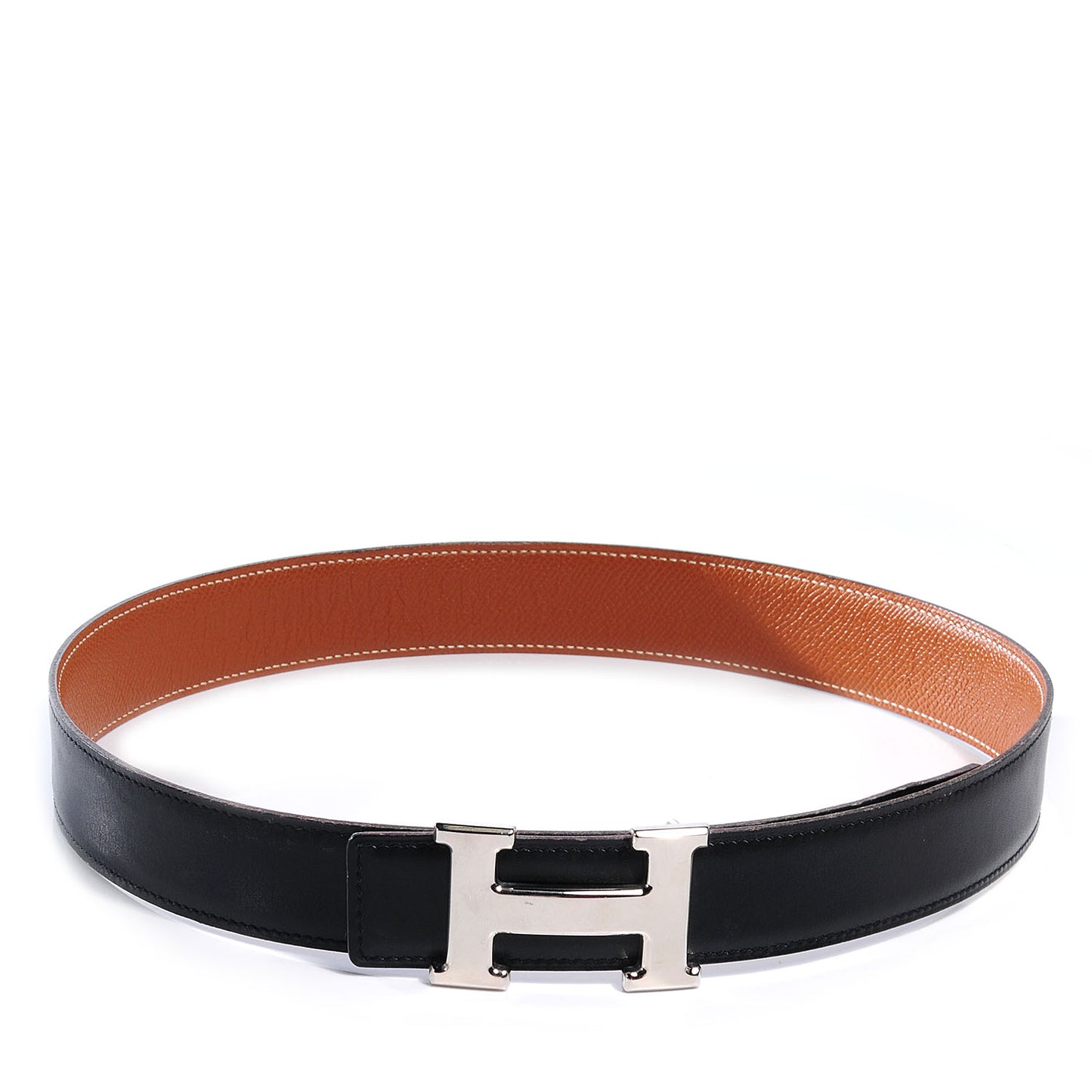 Box Courchevel Reversible Constance 32mm H Belt Noir Gold 75