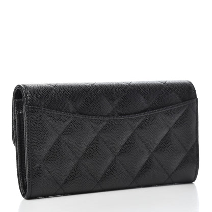 Chanel Caviar Quilted Medium Gusset Flap Wallet Black 3 of 9