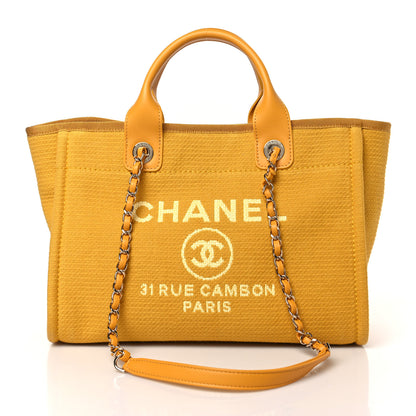 Chanel Mixed Fibers Small Deauville Tote Yellow 3 of 10
