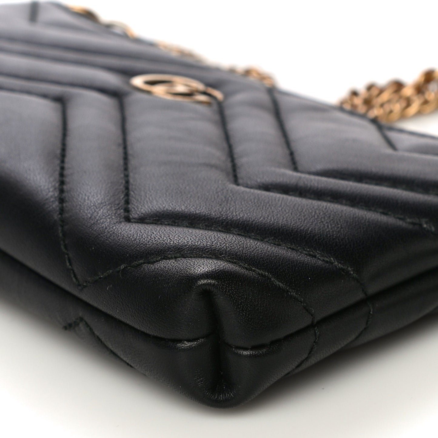 Calfskin Matelasse Mini GG Marmont Chain Bag Black
