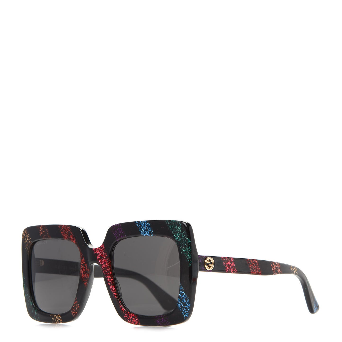 Acetate Oversize Stripe Sunglasses GG0328S Black Multi