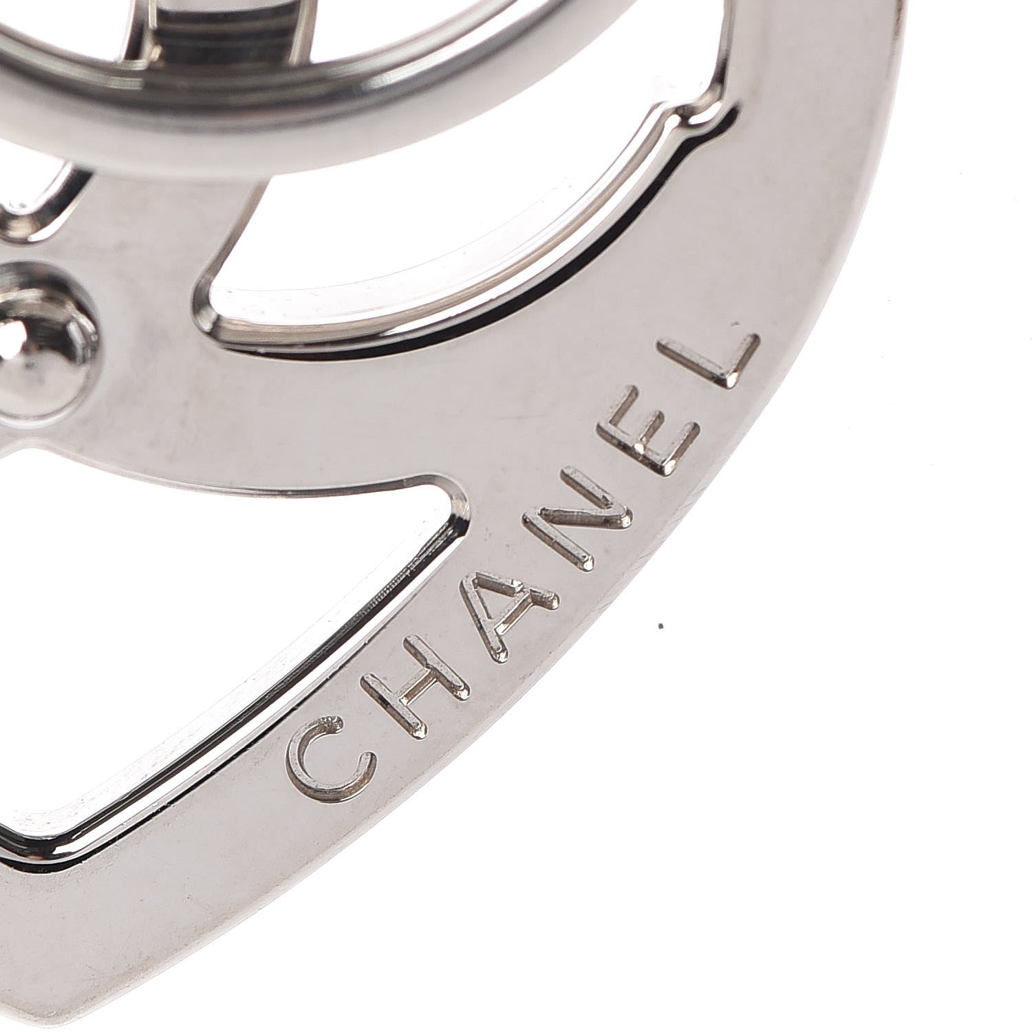 Chanel CC Heart Bag Charm White Silver 3 of 5