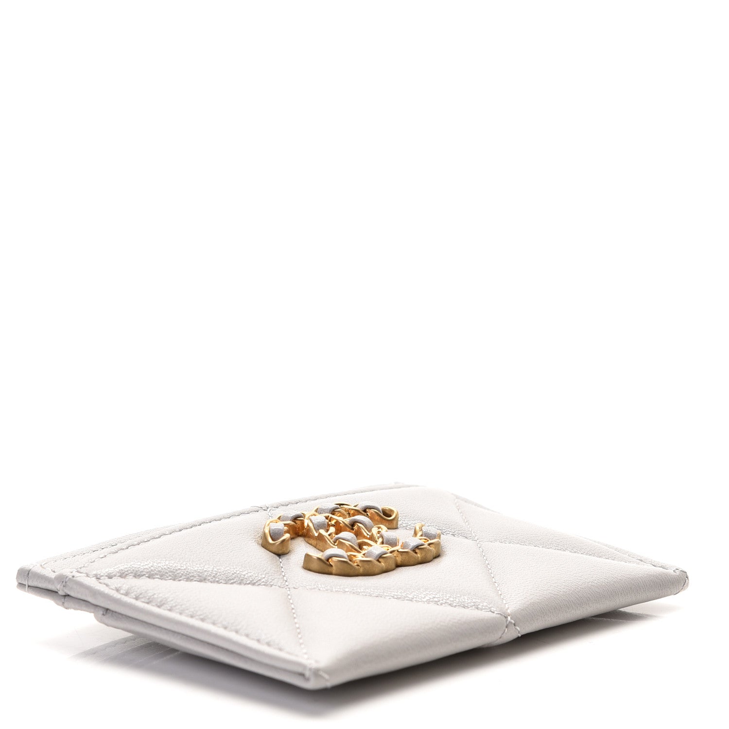 Chanel Lambskin Quilted Chanel 19 Card Holder Grey 4 of 9