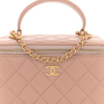 Chanel Lambskin Quilted Small Top Handle Vanity Case With Chain Beige 8 of 12