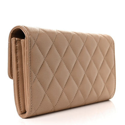 Chanel Caviar Quilted Crystal CC Large Gusset Flap Wallet Beige 3 of 10
