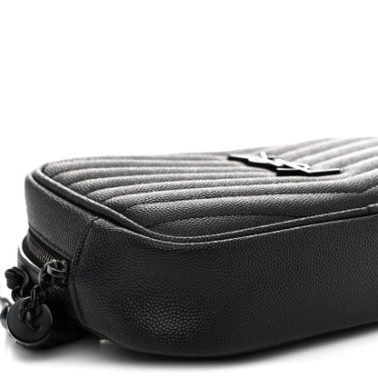 Saint Laurent Grain De Poudre Matelasse Monochrome Monogram Mini Lou Camera Bag Black 9 of 10