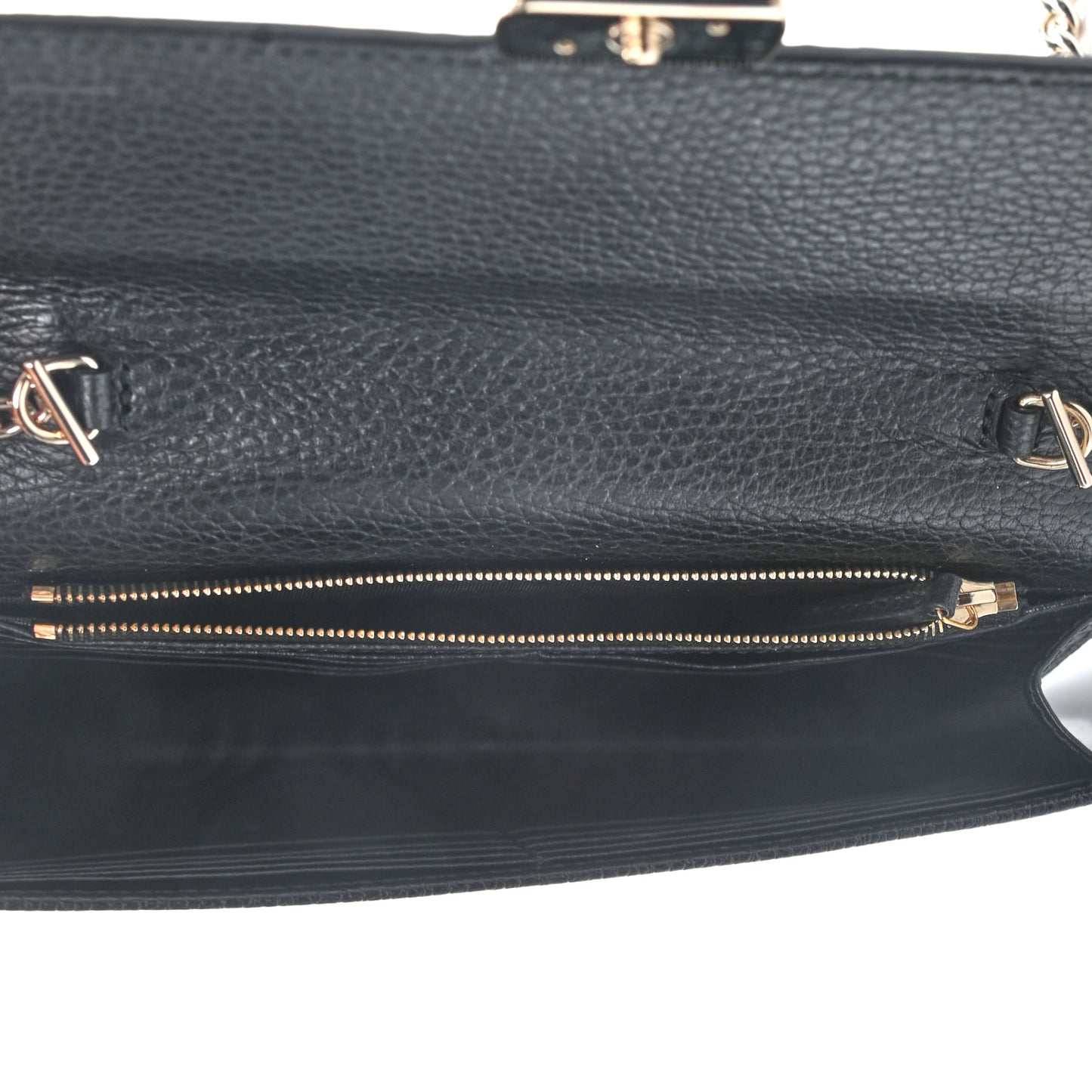 Dollar Calfskin Interlocking G Chain Wallet Black