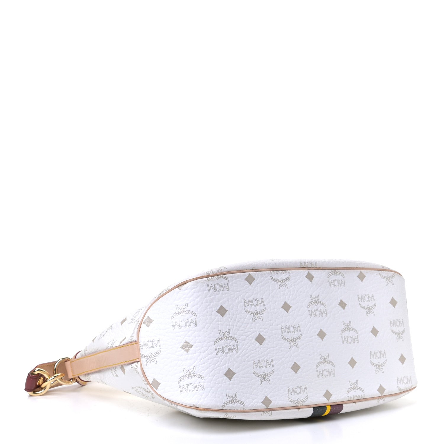 MCM Visetos Striped Hobo White 3 of 4