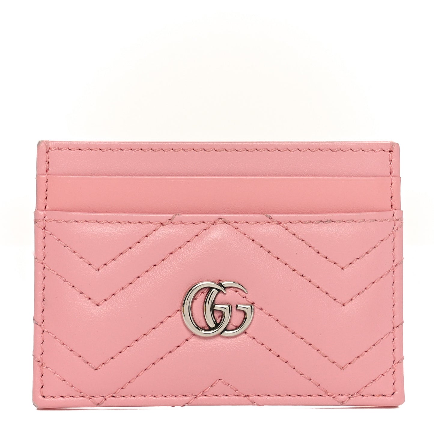 Calfskin Matelasse GG Marmont Card Holder Wild Rose