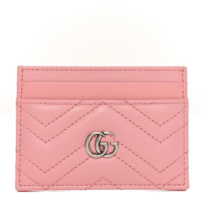 Gucci Calfskin Matelasse GG Marmont Card Holder Wild Rose 1 of 7
