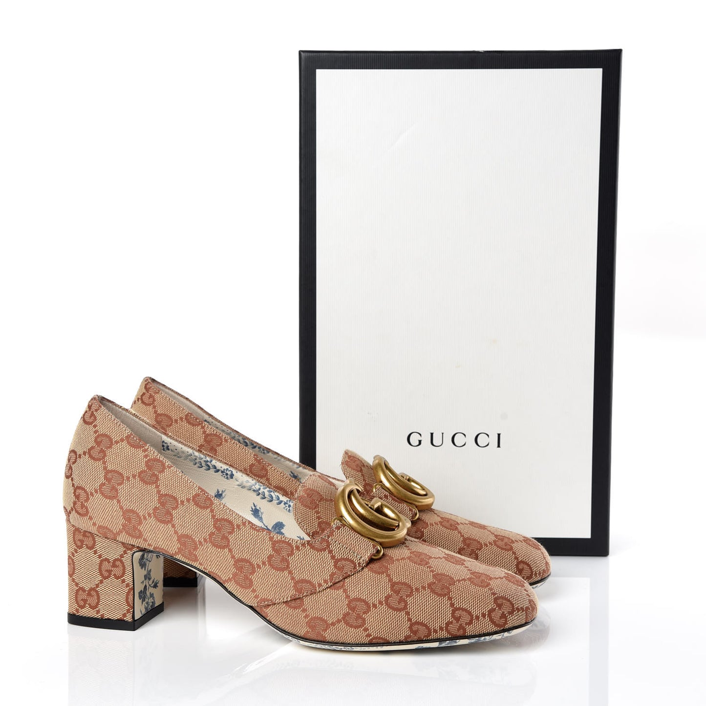 Monogram GG Victoire 55mm Loafer Pumps 39 Beige Ruggine