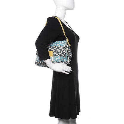 Fendi Beaded Lizard Mama Baguette Blue Yellow 2 of 14