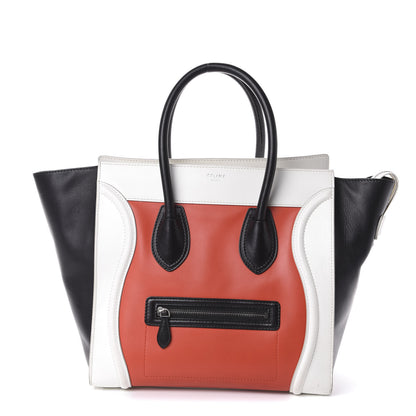 Celine Smooth Calfskin Mini Tri-Color Luggage Vermillion 1 of 9