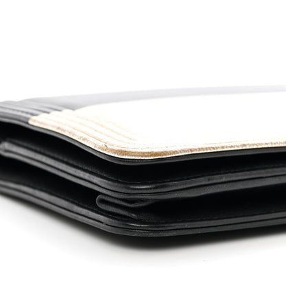 Chanel Metallic Goatskin Lambskin Boy Wallet on Chain WOC Black Gold 10 of 12