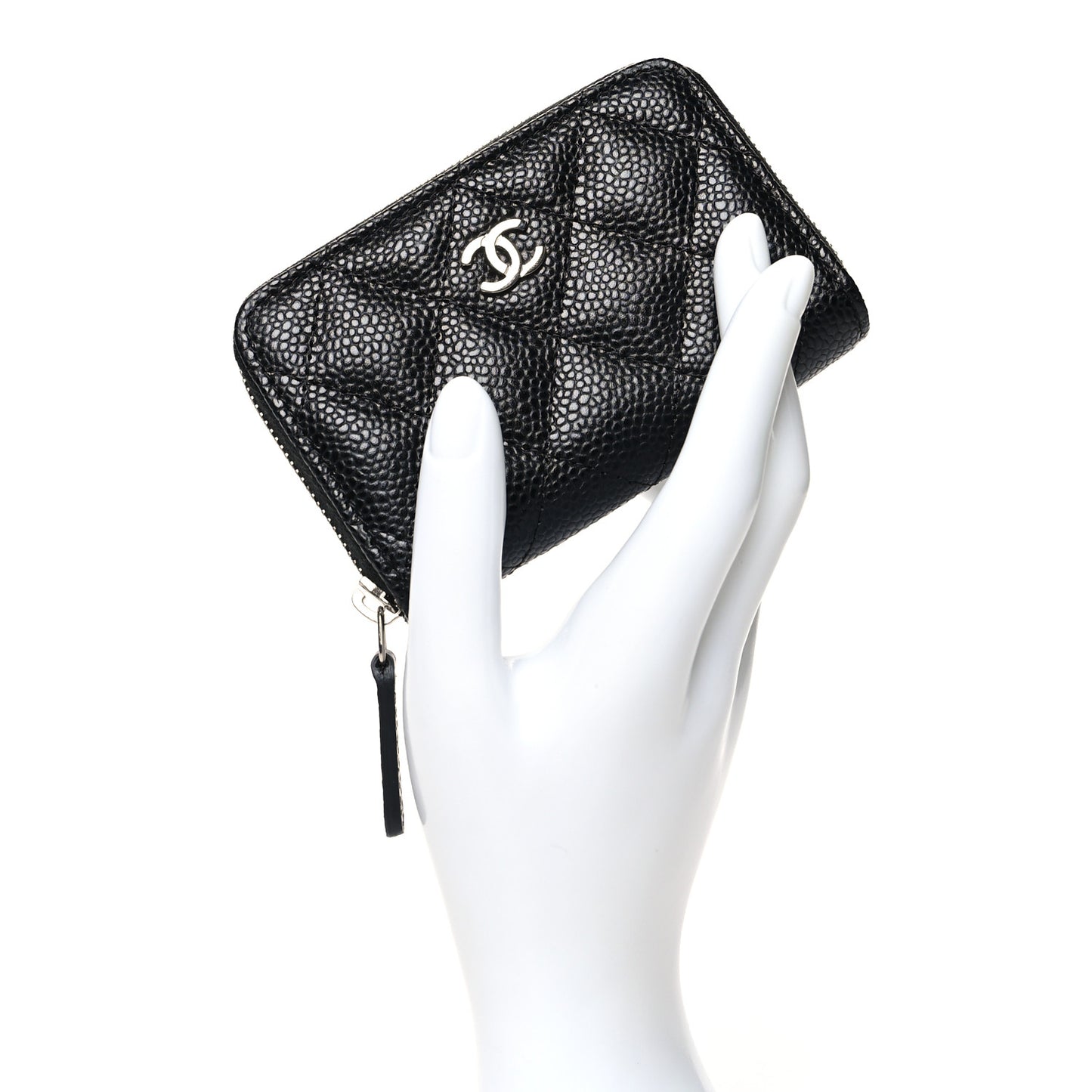 Caviar Quilted Zip Coin Purse Black