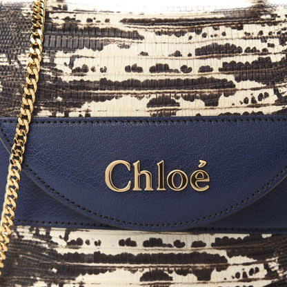 Chloe Lizard Embossed Calfskin Small Aby Lock Captive Blue 9 of 9