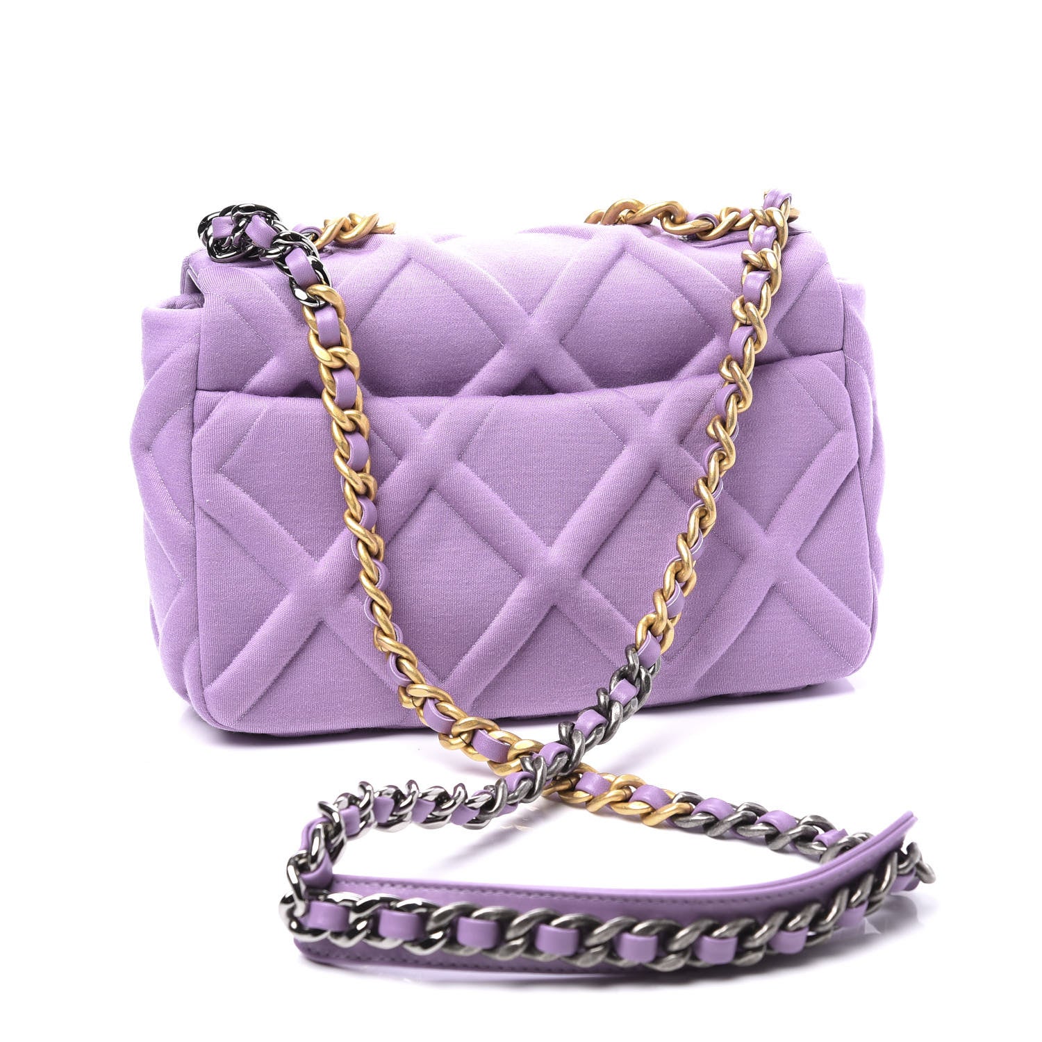 Chanel Jersey Lambskin Quilted Medium 19 Light Flap Purple 2 of 11