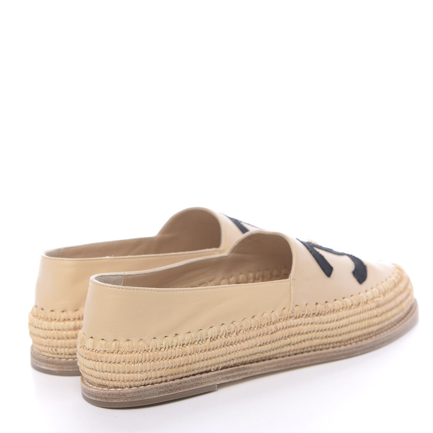 Lambskin Grosgrain CC Espadrilles 38 Beige Black