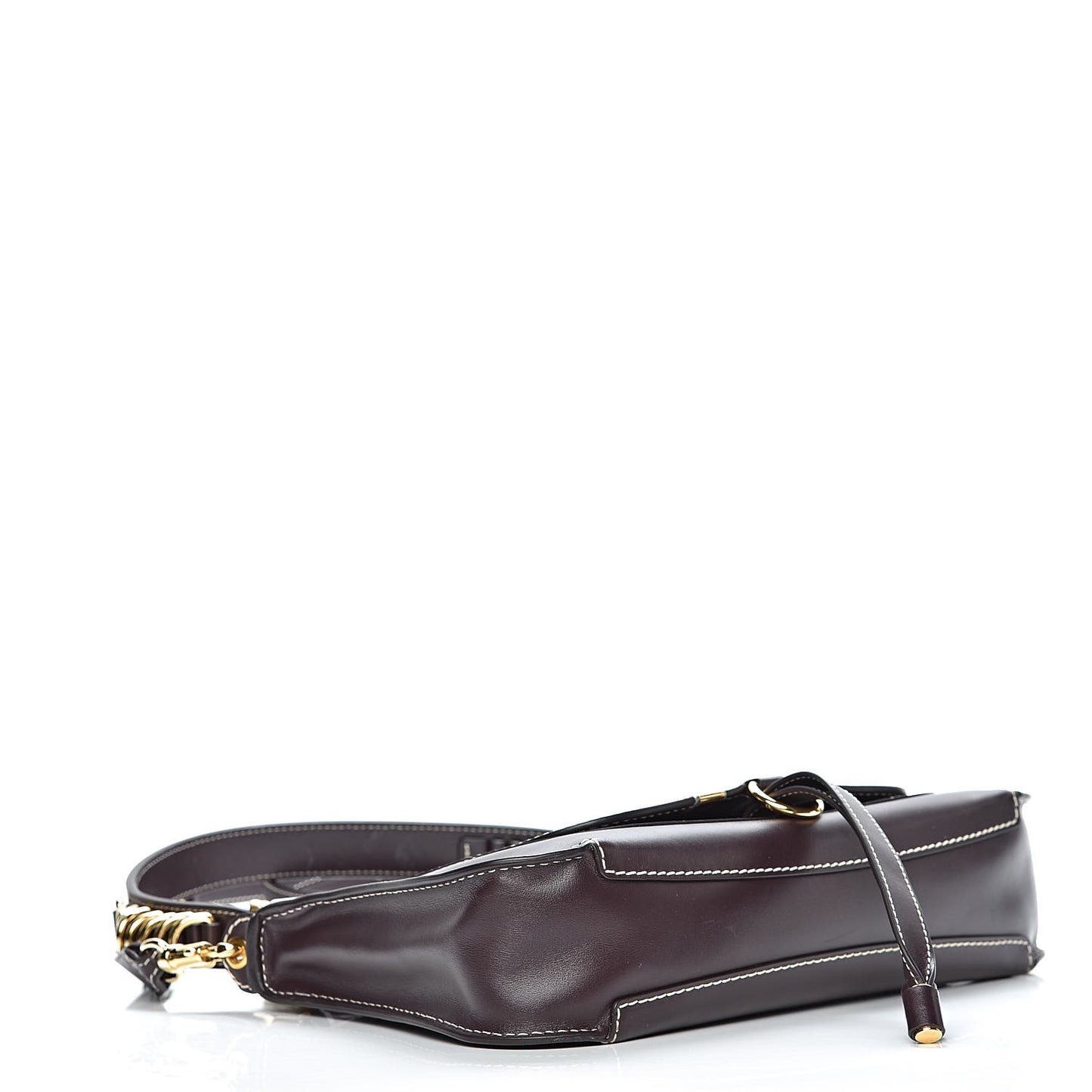 Calfskin Marcie Saddle Shoulder Bag Black Raisin