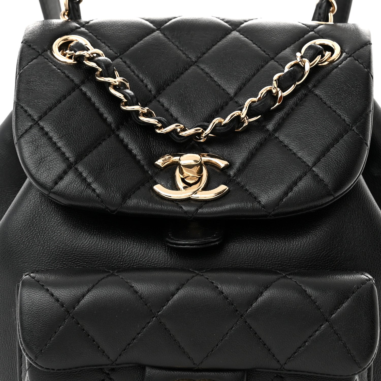 Chanel Lambskin Quilted Small Duma Drawstring Backpack Black 8 of 12