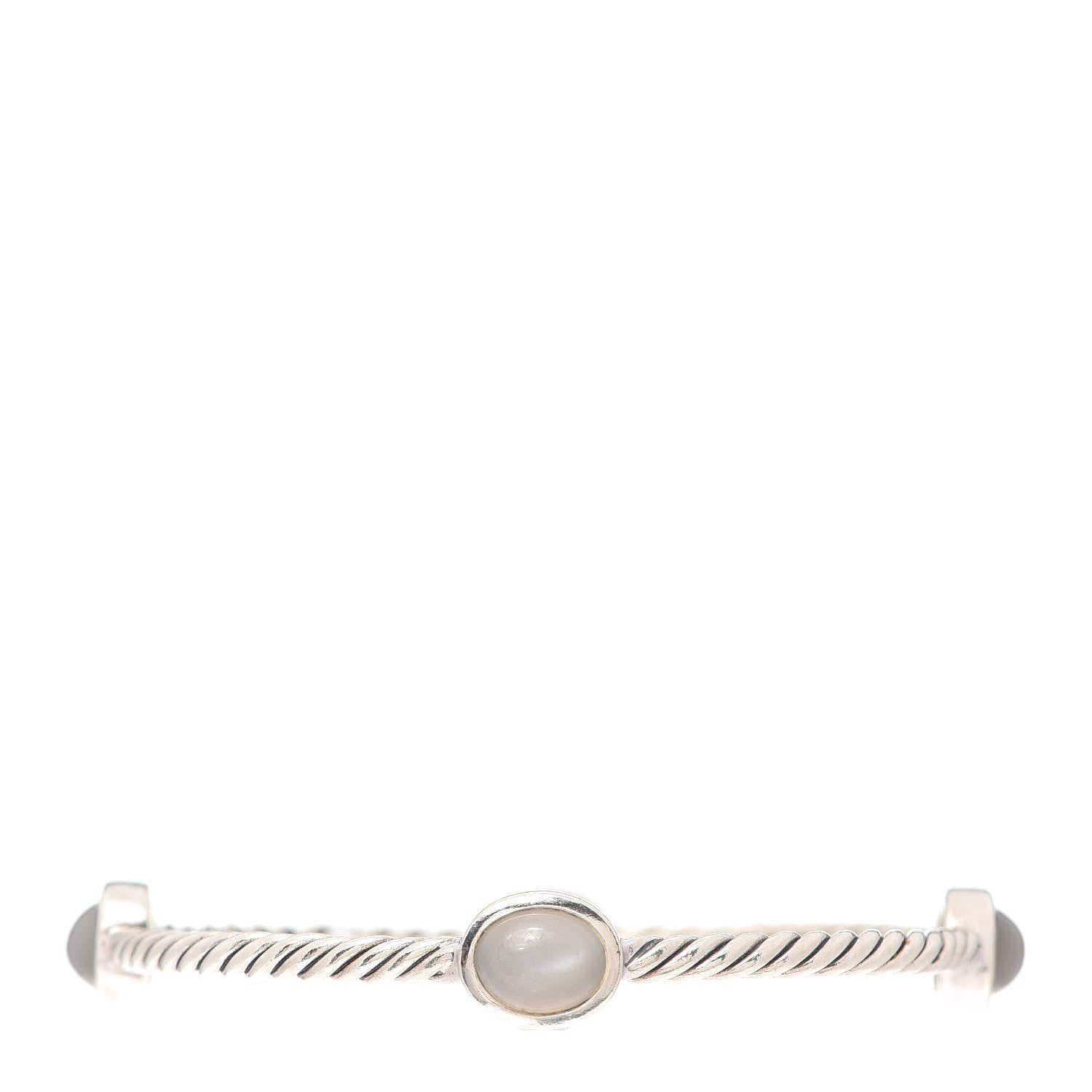 David Yurman Sterling Silver Moonstone 3mm 4 Station Bangle Bracelet 3 of 4