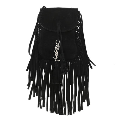 Saint Laurent Suede Fringe Toy Monogram Anita Crossbody Bag Black 1 of 11