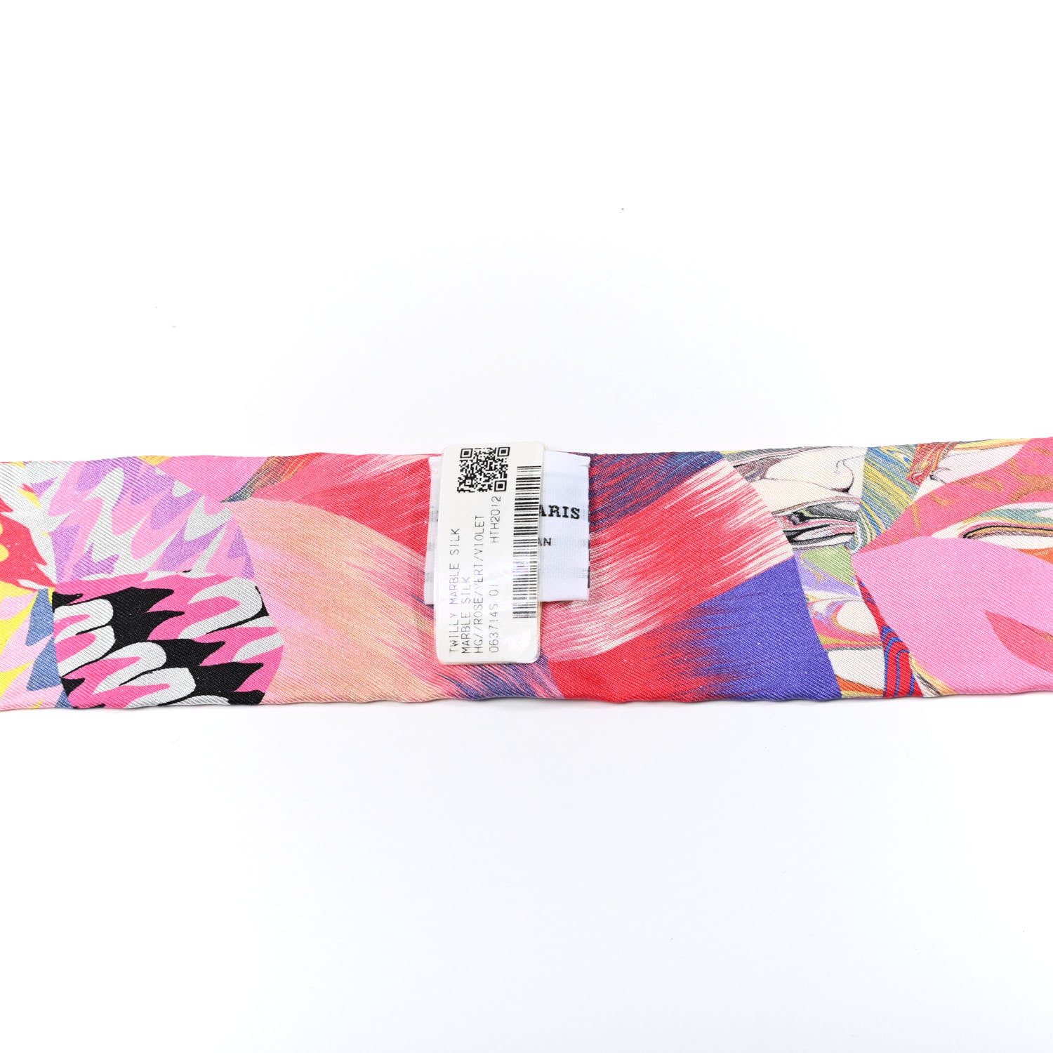 Hermes Silk Marble Silk Twilly Rose Vert Violet 2 of 3
