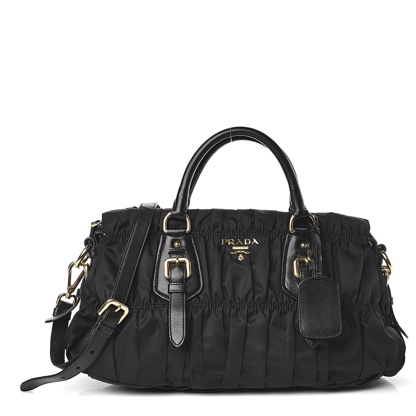 Tessuto Nylon Gaufre Shopping Satchel Black