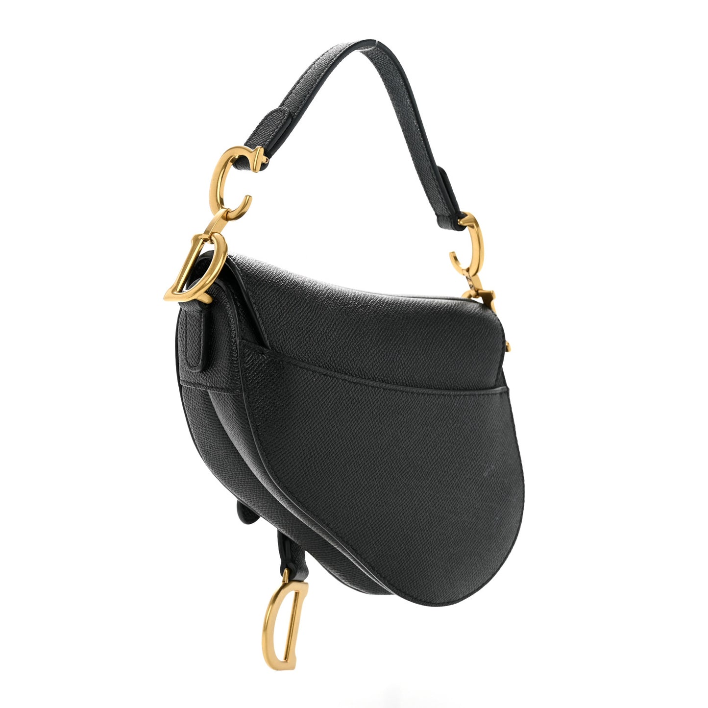 Grained Calfskin Mini Saddle Bag Black