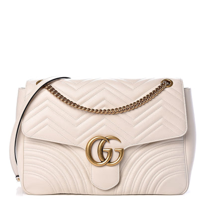 Gucci Calfskin Matelasse Large GG Marmont Shoulder Bag Mystic White 1 of 11
