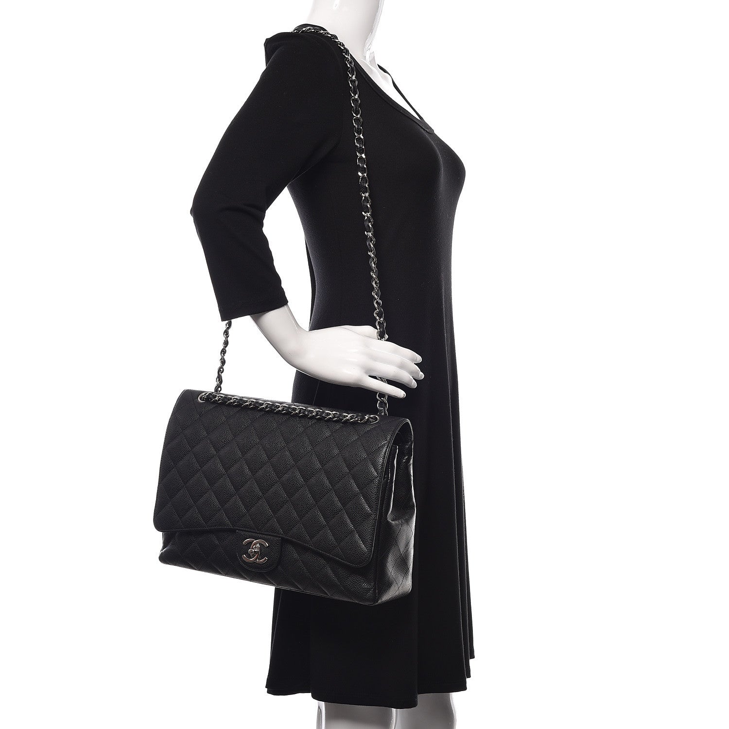 Chanel Caviar Quilted Maxi Double Flap Black 2 of 15