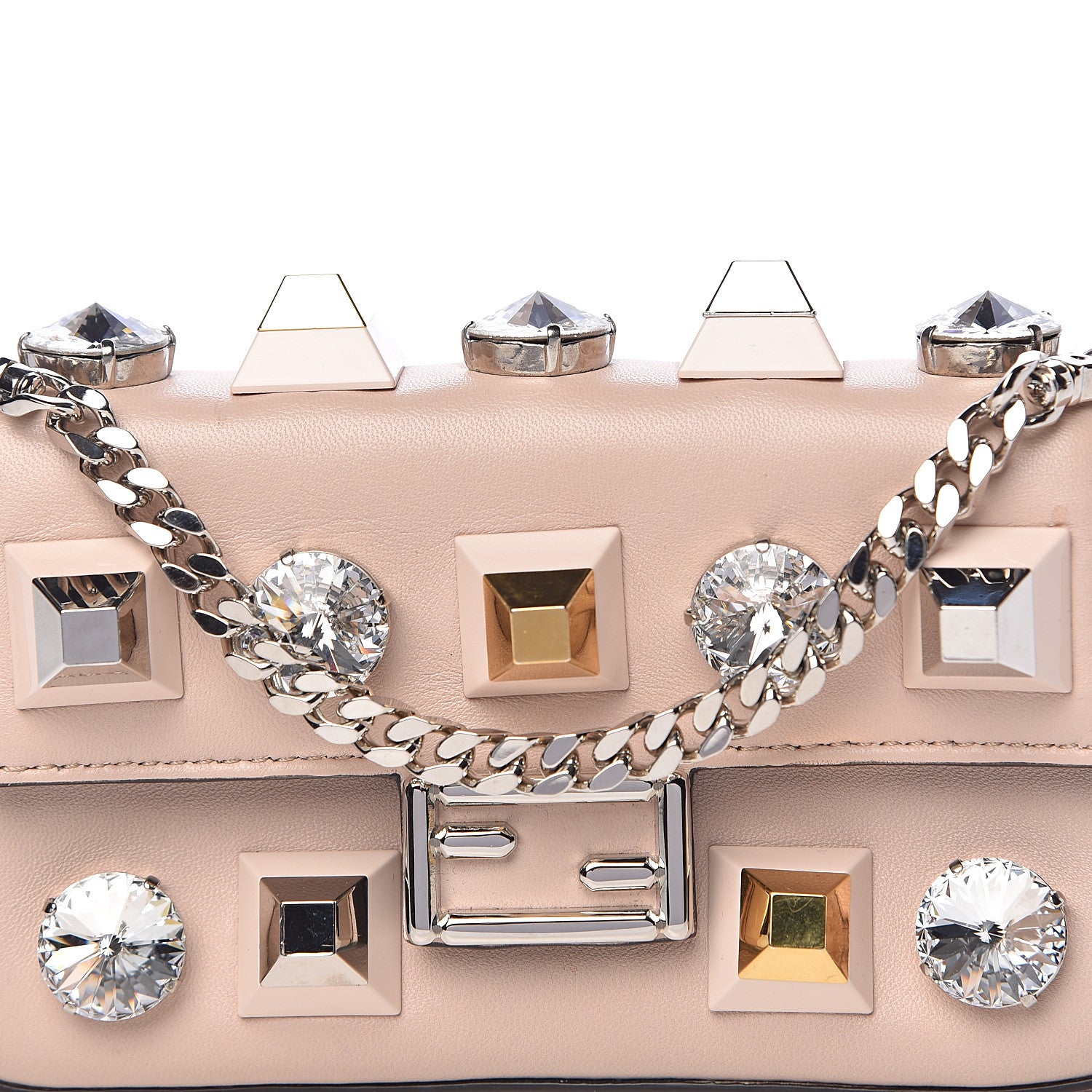 Fendi Lambskin Crystal Studded Micro Baguette Plaster 8 of 10
