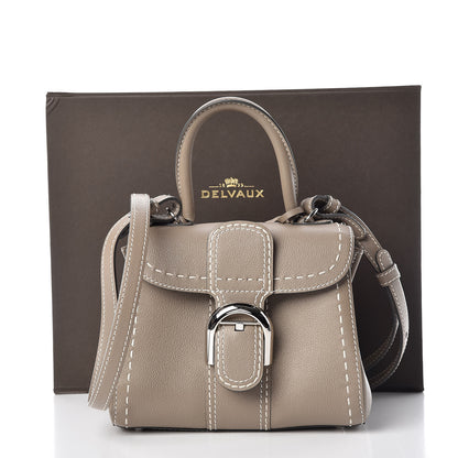 Delvaux Grained Rodeo Calfskin Surpique Mini Brillant Satchel Tourterelle Ivory 10 of 10