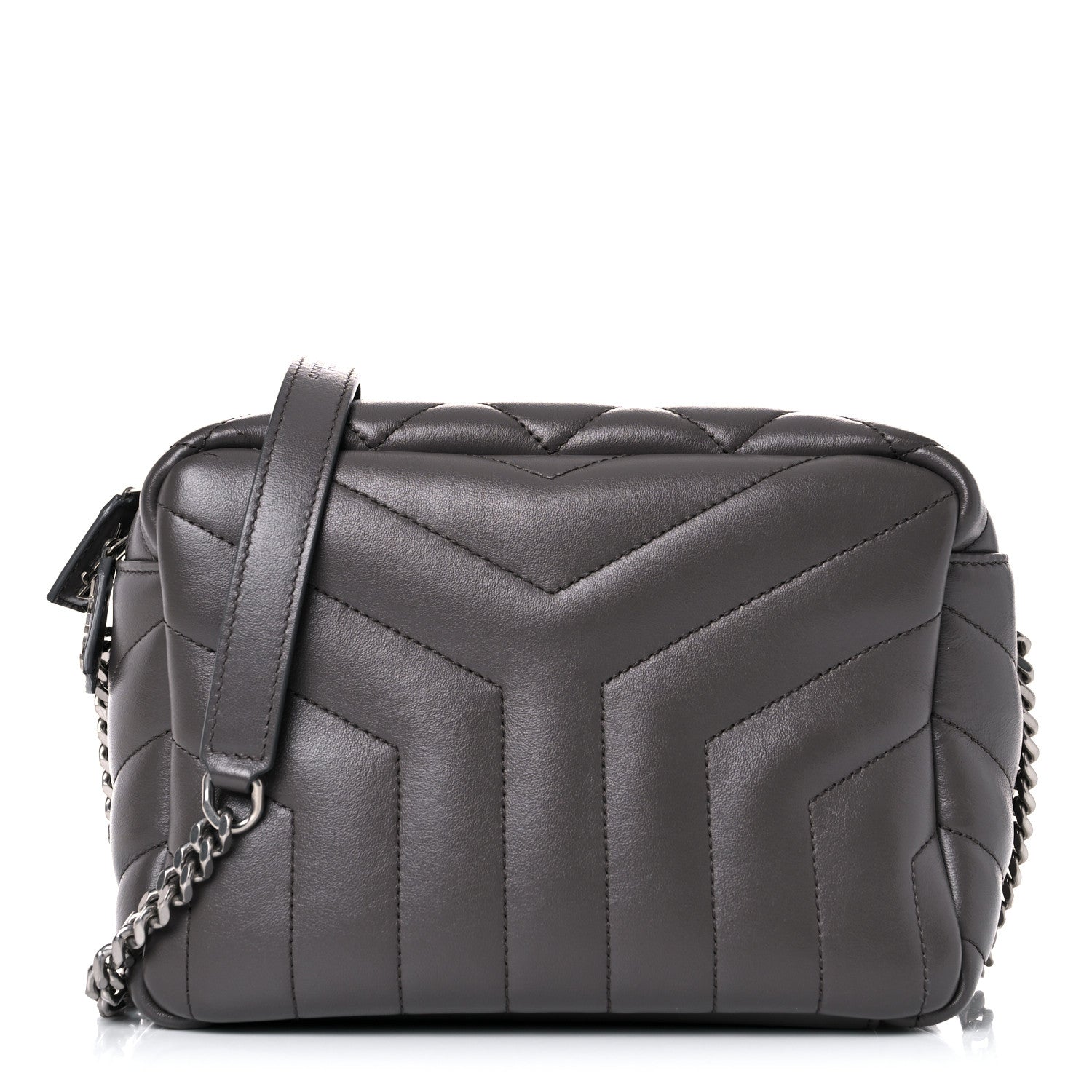 Saint Laurent Calfskin Y Quilted Monogram Small Loulou Bowling Bag Earth 1 of 12