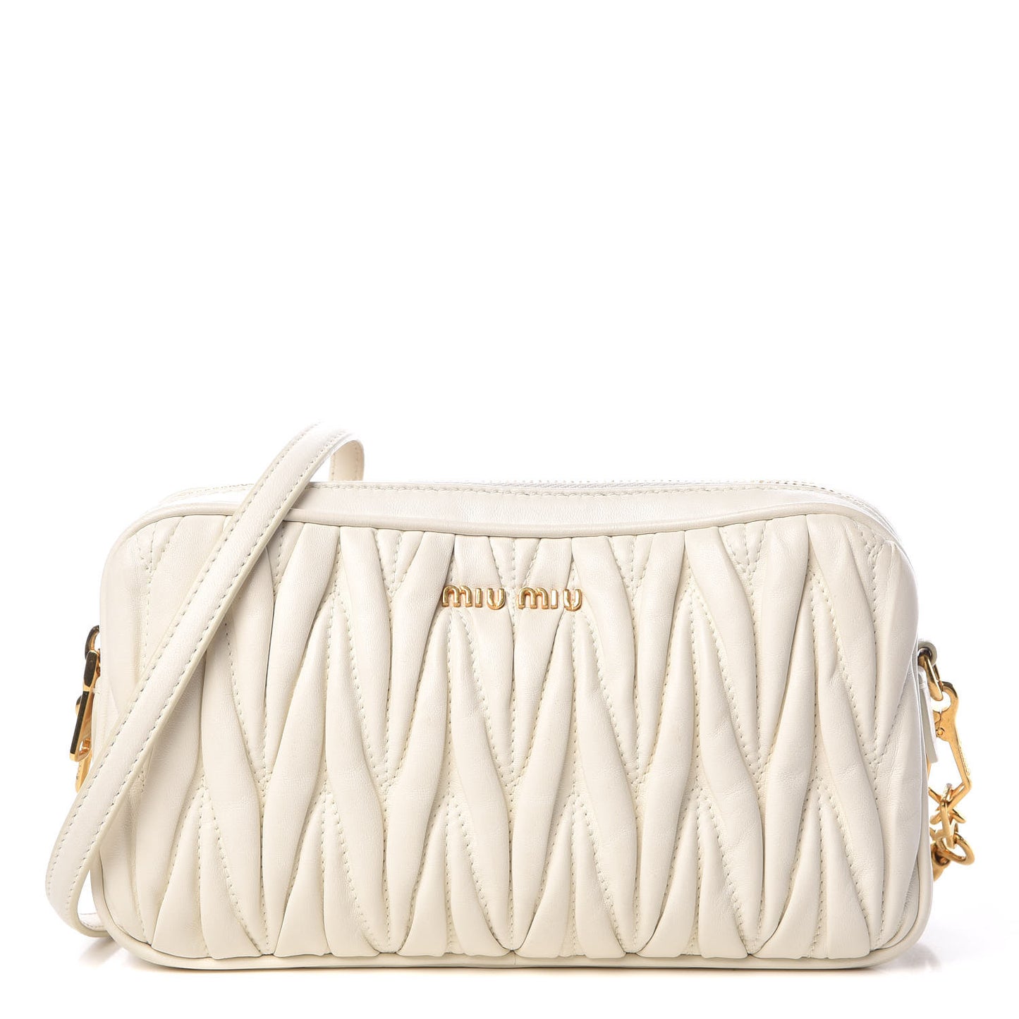 Nappa Matelasse Double Zip Chain Shoulder Bag White