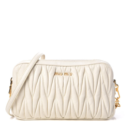 Miu Miu Nappa Matelasse Double Zip Chain Shoulder Bag White 1 of 15