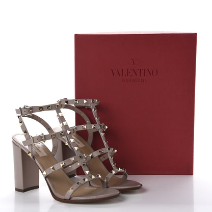 Valentino Garavani Calfskin Rockstud 90mm City Sandals 40.5 Poudre 9 of 9