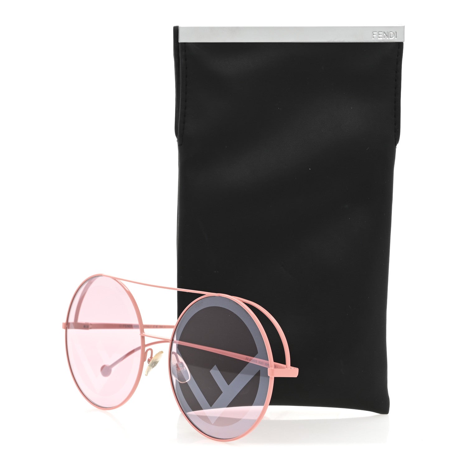 Fendi Metal F is Fendi Printed Run Away Round Frame Sunglasses FF 0343/S Pink 8 of 8